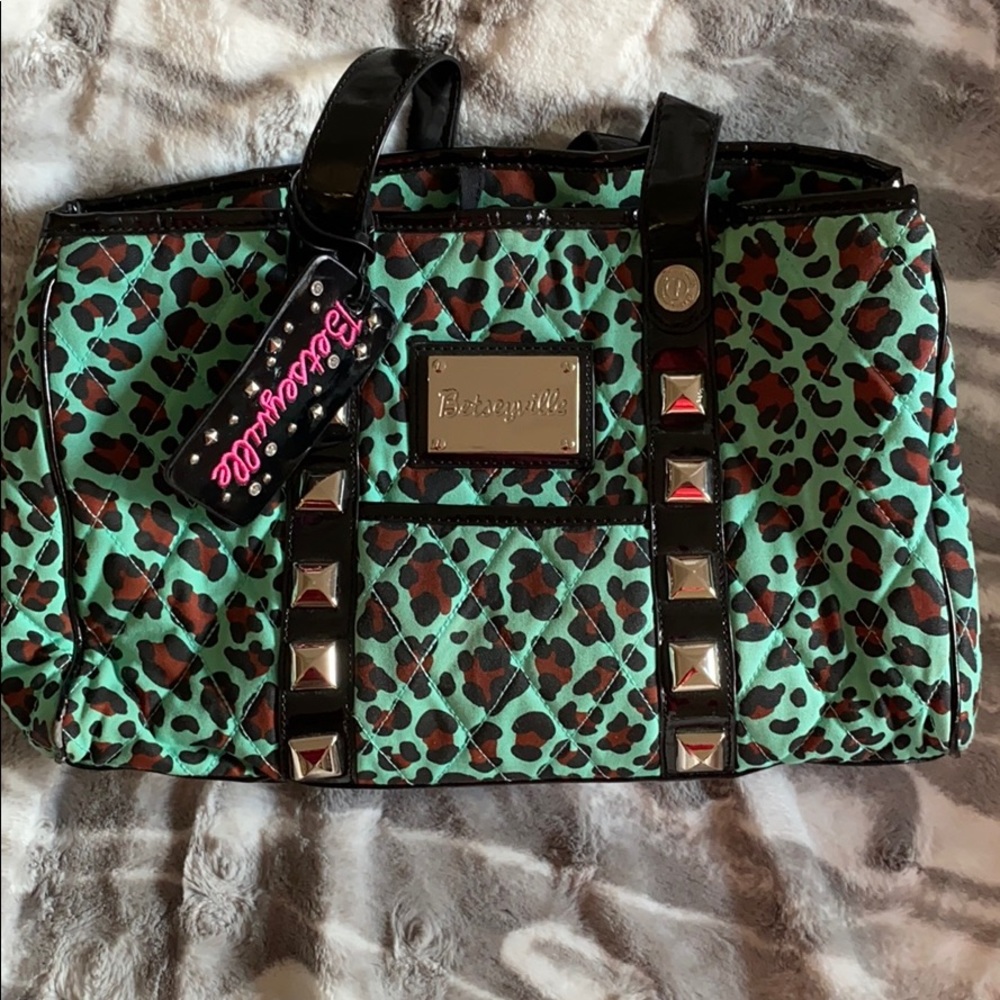 Betsey Johnson Turquoise Leopard bag
